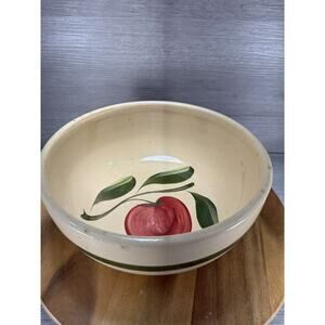 Vintage Watt Pottery Oven Ware Apple Three Leaf Mixing Serving Bowl #73 9 1/2"